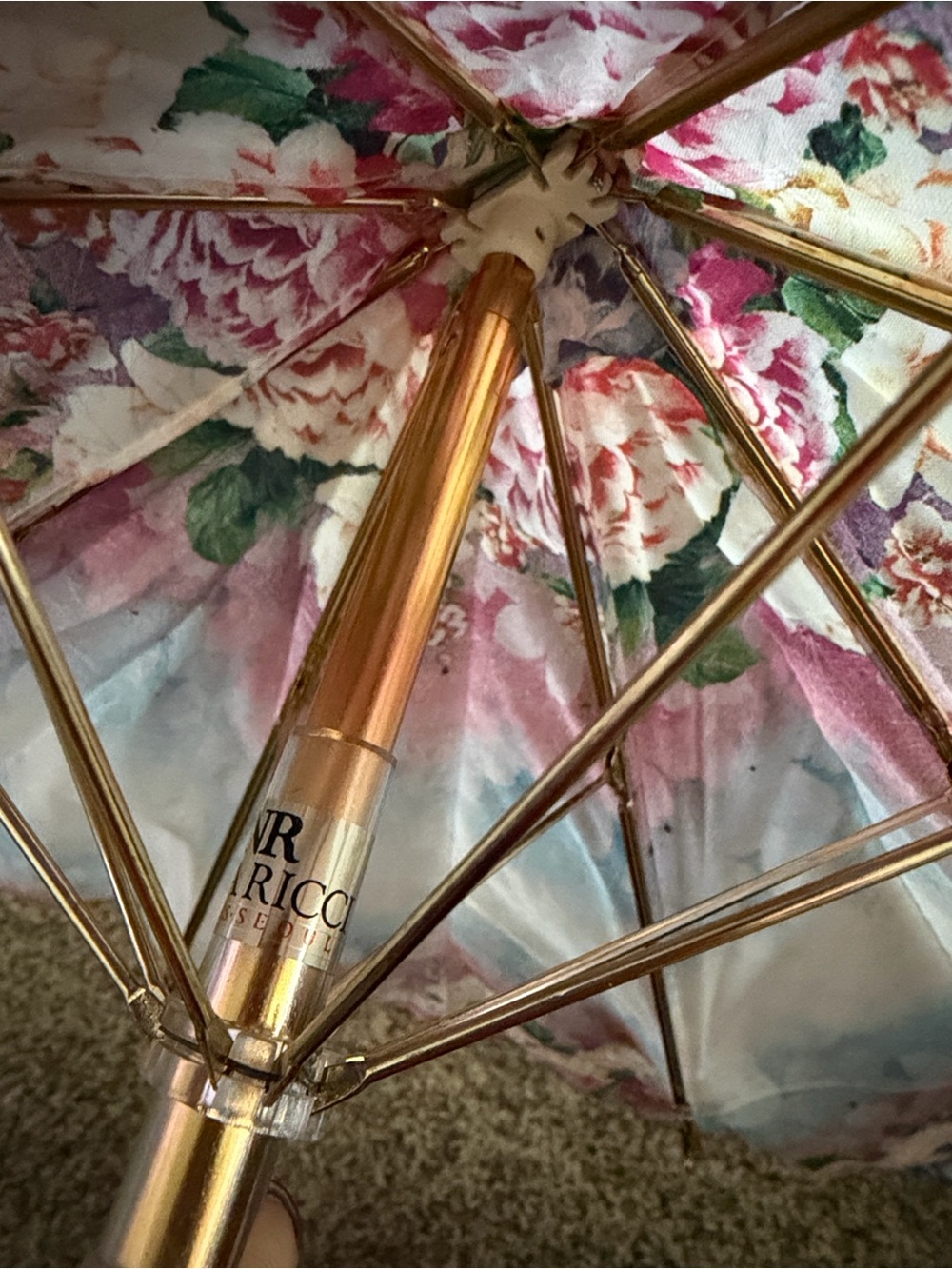 Nina Ricci Floral Pink Blue Green Umbrella - Picture 8 of 13
